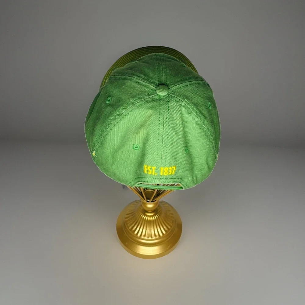 John Deere Distressed Green Snapback Baseball Cap Hat Metallic Logo LP48321